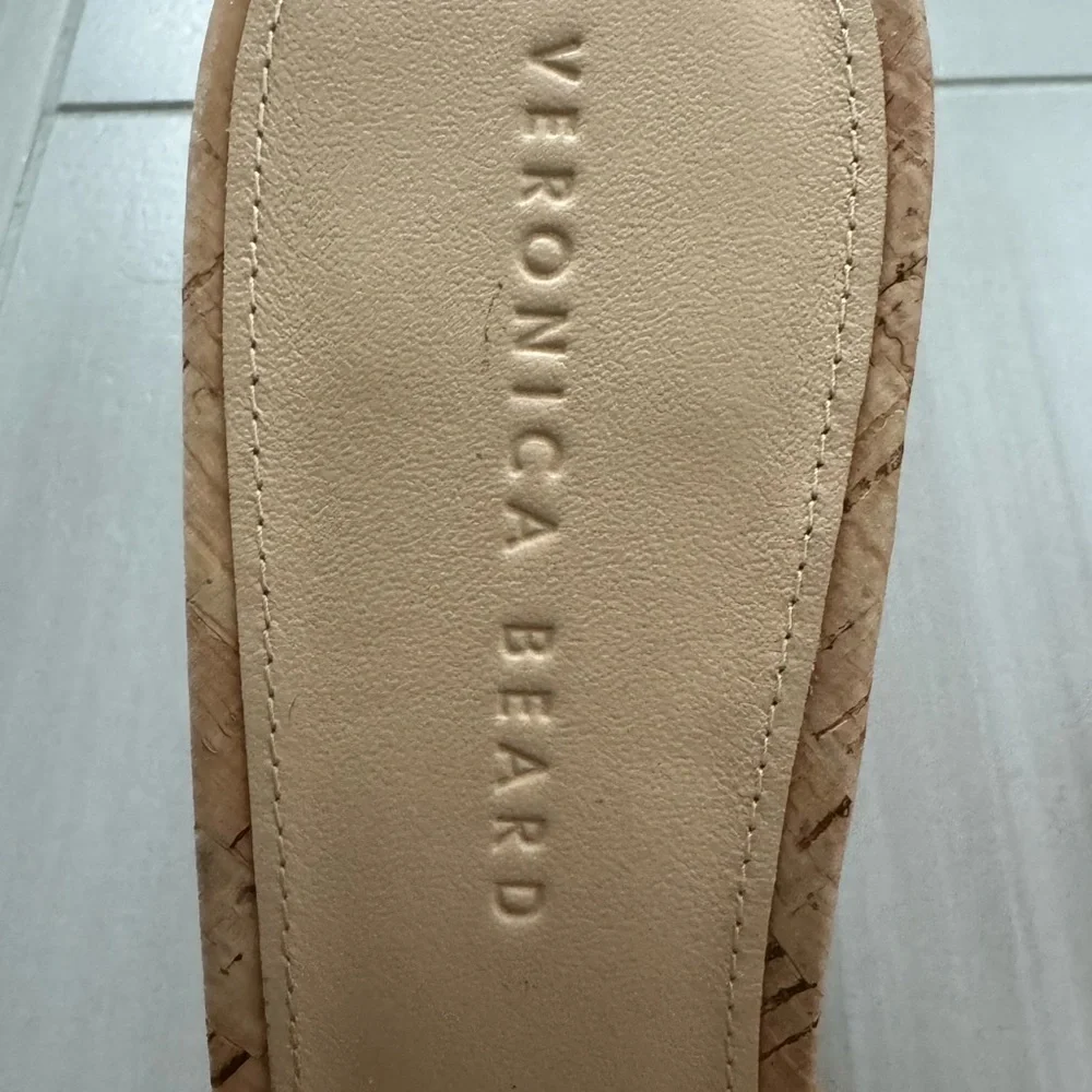 NEW Veronica Beard Dali Cork Wedge Sandal Mules 10.5 Neutral Minimalist